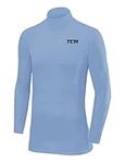 TCA Men's SuperThermal Compression Base Layer Football Running Top Long Sleeve Thermal - Mock Neck - Ice Blue, XL