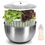 YTCYKJ Steel Salad Spinner,Electric Vegetables Washer Dryer,Salad Lettuce Spinner, Wash, Spin & Dry Salad Greens, Fruit Vegetable Strainer Spinner, USB Chargeable,4.8L