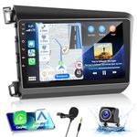 Podofo 2G+64G Car Stereo for Honda Civic 2012-2015 with Wireless Apple Carplay & Android Auto, 9 Inch IPS Touchscreen Car Radio with Bluetooth/GPS/Mirror Link/WiFi/SWC/FM&RDS Radio + AHD Backup Camera