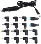 eMagTech 17pcs Car Charger Power Cord DC 12V 2A 24 W 5.5x2.1mm to Cigarette Lighter 1.5m Cable with 16pcs Connector for DVD Player Router GPS Camera