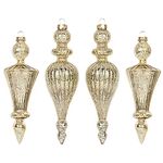 KI Store Mercury Glass Christmas Tree Ornaments Champange Gold Set of 4 Large Hanging Christmas Finials for Christmas Tree Decoration Holiday Décor