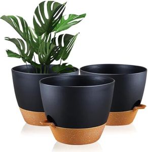 SpringUp Self Watering Pots, 3PCS Plant Pots 8 Inch with Mesh Drainage Holes and Deep Reservoir for Indoor Outdoor Garden Plants Flowers, Plastic Planters for All House Plants, Cactus, and Succulents