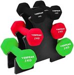 Verpeak Neoprene Dumbbell Anti-Slip Grip Design with Cast Iron Core, Multifunctional, Workout Equipment for Home Gym Fitness Weightlifting (1,2,3kg x 2 Black)