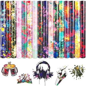 Tintnut Splash Heat Transfer Vinyl - 16 Sheets 10x12 Inch HTV Ink Watercolor Iron On Vinyl for T-Shirts Hats Clothes,for Cricut & Silhouette Cameo…