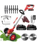 Qlect Electric Wireless Rechargeable Edge Cutter 24V - 25cm Cutting Width | 2-in-1 Mower & Trimmer | Adjustable Height | 3 Blade Types | Lightweight & Portable | Lawns & Gardens