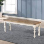 Roundhill Furniture Prato Two-Tone Distressed Oak Wood Dining Bench, One Size, Antique White