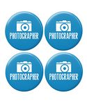 GIFTEENG Photographer Round Badges - Pack of 4 | Birthday/Anniversary Gift- Best Gift for Friendship Day, Wedding, Rakhi, Diwali & Office Party