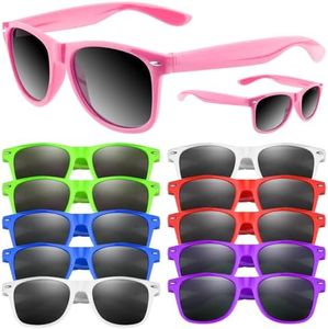 ASTARON Party Novelty Sunglasses Bulk,12 Pack Neon Novelty Sunglasses Party Favors for Summer Beach Pool Wedding Party, Great Gift for Pool, Birthday Party Supplies Goody Bag Favors(Multicolor)