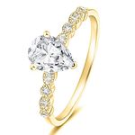 Mameloly 1.5CT Teardrop Engagement Rings for Women Gold Marquise Pear Shaped Cubic Zirconia Promise Rings for Her Size 7