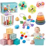 6 in 1 Baby Toys 6 to12-18 Months, Montessori Toys for 1-3 Year Old Martiount Stacking Building Blocks Infant Toys, Pull String Baby Teething Toys Sensory Toys 6-9-12M for Baby
