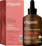 Cliganic USDA Organic Jojoba Oil, 100% Pure (4oz Large) | Natural Cold Pressed Unrefined Hexane Free Oil for Hair & Face | Base Carrier Oil | Cliganic 90 Days Warranty