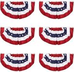 Juvale 6-Pack American Flag Bunting for 4th of July, 36.5x 18.5in, Pleated Flag, USA Half Fan Banner for Independence Day, Memorial Day, Holidays and Labor Day, Indoor, Outdoor Patriotic Decorations