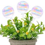 ASTER Plant Watering Globes, 3Pcs Iridescent Self Watering Globes for Plant, Glass Plant Watering Bulbs Insert Spikes Plant Accessories for Home Indoor Outdoor Automatic Irrigation System