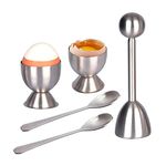 Teppich 5PCS Stainless Egg Cracker Topper Set Steel and Perfect Egg Opener for Soft Boiled Eggs, Egg Cracker Topper Set for Raw Hard Boiled Eggs