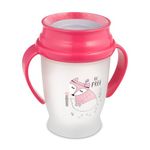 LOVI 360 Degree Toddler Trainer Sippy Cup | 12m+ | 250 ml | BPA | SteriTouch Antibacterial Protection | Profiled Handles | Innovative Sealing System | Easy to Clean | Indian Summer Junior | Pink