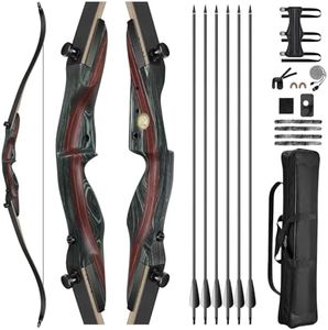 CVLIFE 62" Recurve Bow and Arrow Set for Adults and Hunter,30lb Right Hand Wooden Takedown Hunting Recurve Bow,for Beginners to Advanced,Outdoor Hunting and Target Practice