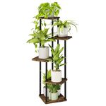 Bamworld 5 Tier 5 Potted Plant Stand Indoor, Tall Metal Plant Shelf for Multiple Plants, Corner Black Flower Pots Shelf for Patio Garden Balcony Living Room Bedroom