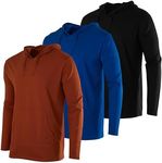 3 Pack: Men’s Cotton Lightweight Hoodie Long Sleeve Hooded T Shirt Sweatshirt French Terry Casual Performance Active Athletic Workout Gym Quick Dry Fit Jersey Pullover UPF 50 Outdoor- Set 10, XL