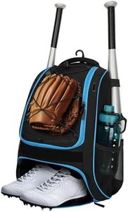 Youth Baseball Bag - Bat Backpack for Baseball, T-Ball & Softball Equipment & Gear, Bat & Glove Holder Gift, Large Main Compartment for Helmet & accessories, Separate Shoes Compartment, Fence Hook