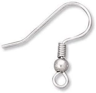 Silver Plated Earring Hooks with Ball & Coil (144)