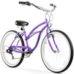 Firmstrong Urban Lady Seven Speed Beach Cruiser Bicycle, 26", Purple