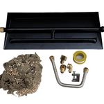 Americangaslos 18"-24" Burner Pan for Gas Fireplace Gas Fireplace Burner Gas Logs Propane Burner (15 Inch Two Pipe)