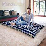 MarketFairy Cotton Filled Mattress/Gadda - 6 x 3 Feet or 72 x 36 x 4 Inches, Blue & White Striped Color Pattern