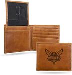 Rico Industries Laser Engraved Billfold Wallet, Charlotte Hornets,Brown