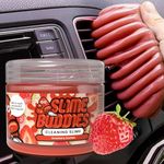 Slime Buddies Cleaning Gel | Strawberry Scented | Car Interior, Cup Holder, & Keyboard Detailing Tool | Reusable Slime | Putty for Loose Dust & Dirt