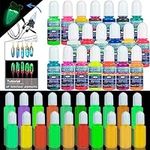 20 Colors Luminous Epoxy Resin Pigment Glow in The Dark Liquid Colorant, Each 10g 10ml 0.35oz