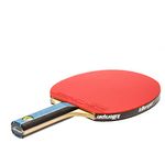 Killerspin KIDO 5A RTG Premium Straight Table Tennis Racket Professional, ITTF-Approved, Hard Paddle, Made Of 5-Ply Wood, Dual-Colored In Red And Black
