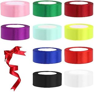 Swpeet 10 Rolls 10 Colors 1” x 25 Yards Single Faced Polyester Ribbon Fabric Satin Ribbon Assortment Kit, Gift Wrap Ribbons for Gift Wrapping, Crafts, Party Decoration - Total Length 250 Yards