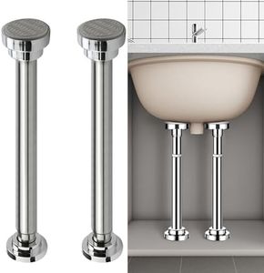 Chinflly Undermount Sink Brackets,Cylindrical-Shape Stainless Steel Adjustable Under Sink Support Brackets, Bathroom Kitchen Sink Support Legs, Drilling Free Sink Repair Support Brackets，2 Sets