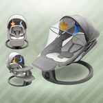 CAREIT Electric Baby Swing Rocker with Mosquito Net & Canopy, 5-Point Safety Harness, Soft Cushion, Touch Panel, Bluetooth Music, Toy Bar & Footrest, Infant to Toddler (0-12 Months, Dark Grey)
