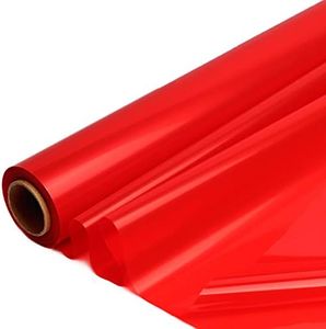 CMFYHM Red Cellophane Wrap Roll,Colorful Cello 34 In Wide X 100 Ft Long, Translucent Colored Cellophane Wrapping Paper for Gift Baskets Wrap, Treats, Holiday, DIY Arts Crafts Decoration (Red)