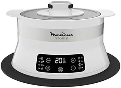 Moulinex Steam Up Cuiseur Vapeur 8 Programmes S'adapte à Tous les Formats de Plats Nettoyage Facile Nutriments Préservés Rangement Facile Livret de Recette Blanc VJ504010