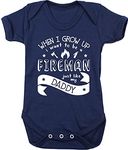 Hippowarehouse When I Grow Up I Want to be a Fireman Just Like My Daddy Baby Vest Bodysuit (Short Sleeve) Boys Girls Navy