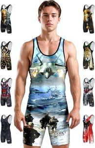 Exxact Sports Sublimated Men's Wrestling Singlet, High-Performance Powerlifting Singlet, Wrestling Singlets for Men (AS, US Army)