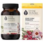 Gut Health Supplements for Women - Your Flora Probiotics Women with Fermented Soybean, Cranberry Juice, Roselle, Prebiotics, Digestive Enzyme, & Probiotics - Vegan, Non-GMO - Living Alchemy, 60 Pcs