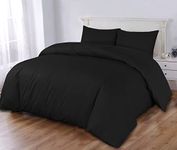 Sapphire Collection 100% Egyptian Cotton 300 Thread Count Duvet Cover With Pillow Case Bedding Set (Single, Black)