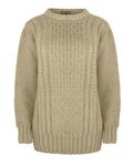 Generation Fashion New Ladies Women Long Sleeve Knitted Jumper Cable Knit Sweater Crew Neck Pullover Top Plus Size [Beige,M-L]