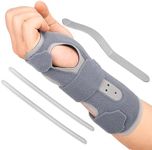 Wrist Brace, Night Wrist Sleep Support Brace, Relieve Carpal Tunnel Symptoms and Tendonitis For Arthritis Cushioned Pain, Adjustable One Size fits Most (grey)