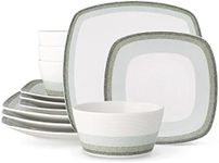 Noritake Colorscapes Layers Sage 12-Piece Square Dinnerware Set, Service for 4.,