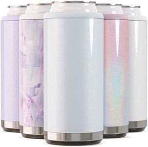 Maars Skinny Can Cooler for Slim Beer & Hard Seltzer | Stainless Steel 12oz Koozy Sleeve, Double Wall Vacuum Insulated Drink Holder - Glitter Iceberg