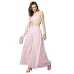 RATAN Women’s Georgette Flared Freesize Relaxed Fit Sharara Palazzo Pant with Lining (Pink_OneSize)