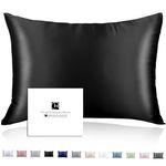 Ravmix 100% Mulberry Silk Pillowcase for Hair and Skin with Hidden Zipper, Both Sides 21Momme Silk Cooling Pillow Case, Gift for Women Men, Queen Size 20×30inches, 1PCS, Black