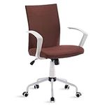 Efomao Modern Desk Office Chair, Breathable Fabric Home Office Chair with Armrests and Adjustable Height, Suitable for Computer Working and Meeting and Reception, Place Coffee Color Chairs