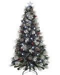 WeRChristmas Pre-Lit Fibre Optic Multi-Function Christmas Tree with Tree Topper, Frosted, 7 feet/2.1 m