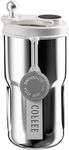 Wosta Smart Insulated Coffee Travel Mug with Touch Screen Digital Temperature Display Travel Flasks, 420 Ml, 304 Stainless Steel Reusable - Leak Proof, Thermal Mug (Silver)