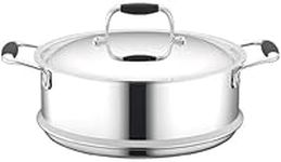 Steamer Insert with Lid - PFOA/PFOS Free Stainless Steel Stain-Resistant Kitchen Cookware w/Satin Interior, Polished Exterior, Silicone Wrap Handles - Works w/Model NCSSS12